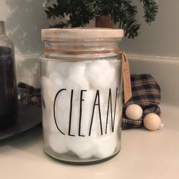Rae Dunn CLEAN Cotton Balls Jar
